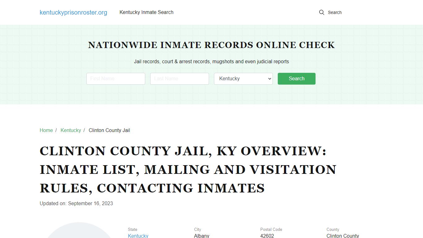 Clinton County Jail, KY: Offender Search, Visitation & Contact Info