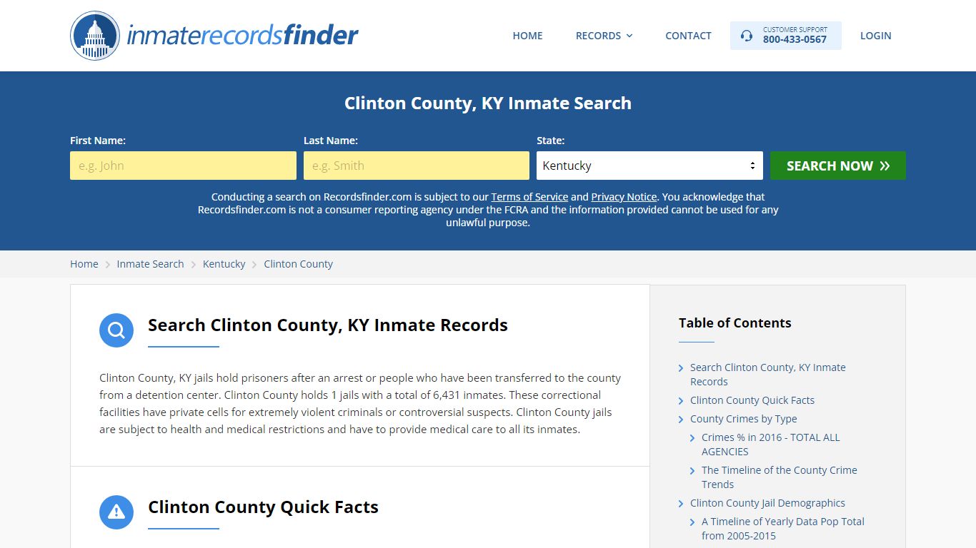 Clinton County, KY Inmate Lookup & Jail Records Online